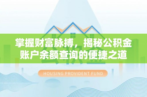 雄县掌握财富脉搏，揭秘公积金账户余额查询的便捷之道